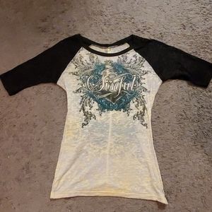 Sinful 3/4 sleeve burnout